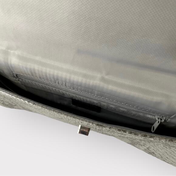 H&M Purse Clutch Snake Print Silver Grey - Picture 5 of 7